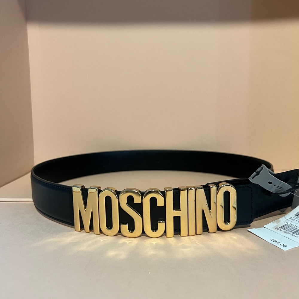 Moschino Logo Leather Belt